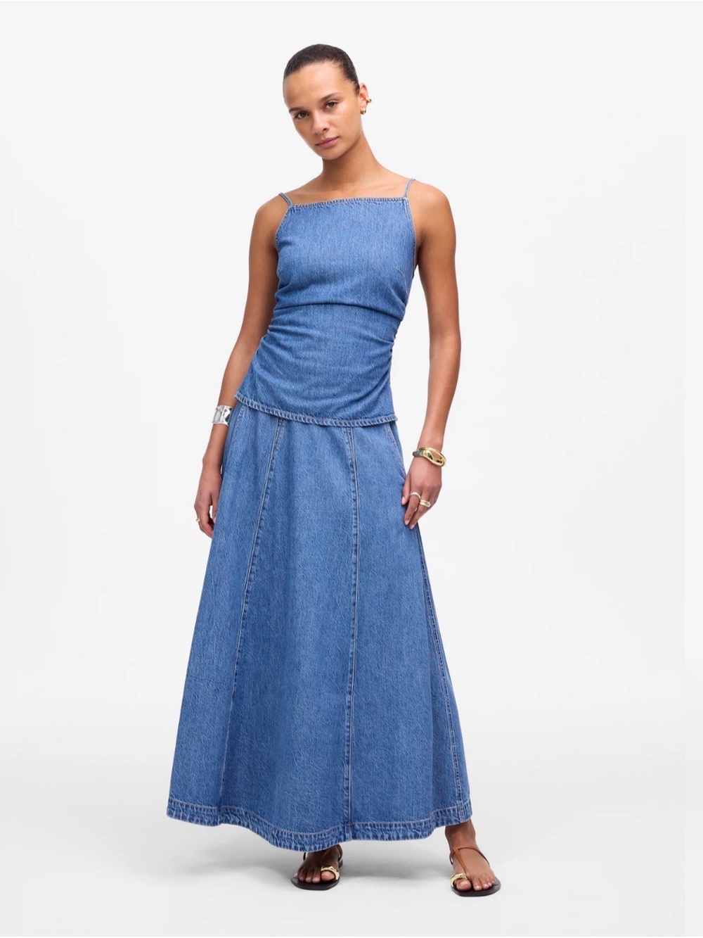 Midi Skirt in Robertson Wash: Airy Denim Edition